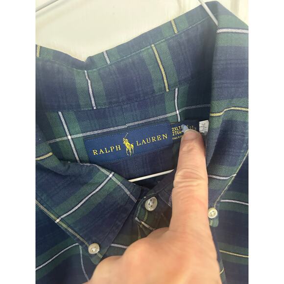 Ralph Lauren Navy Blue & Green Plaid LS ButtonDown Size 2XLT - Picture 3 of 3